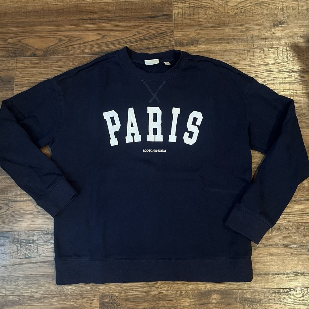 Scotch & Soda Womens Paris Navy Blue Crewneck Sweatshirt Medium Minimalist Comfy